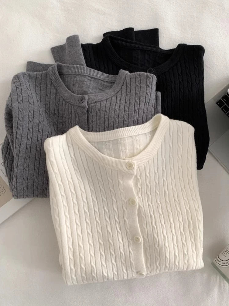 Cardigan Single Breasted Casual Knitted