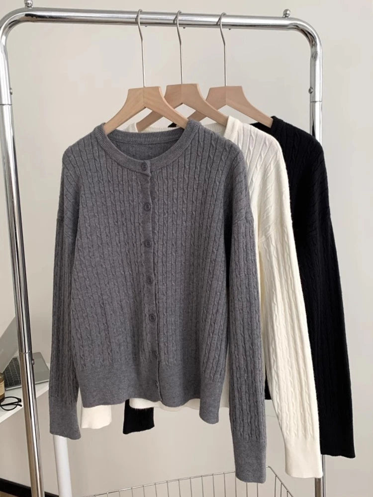 Cardigan Single Breasted Casual Knitted